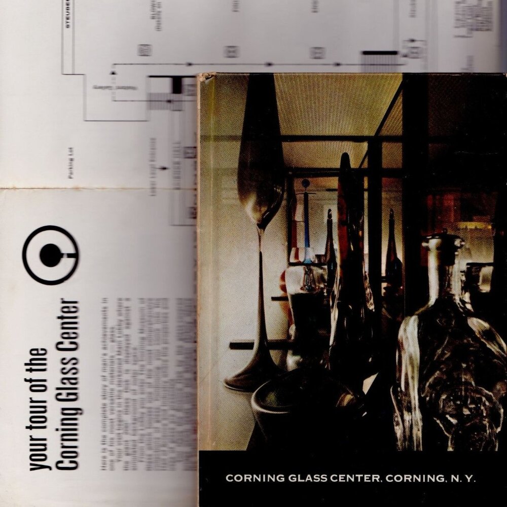 Corning Glass Center NY 1960s HC Guidebook + Foldout Map Steuben Factory Tour